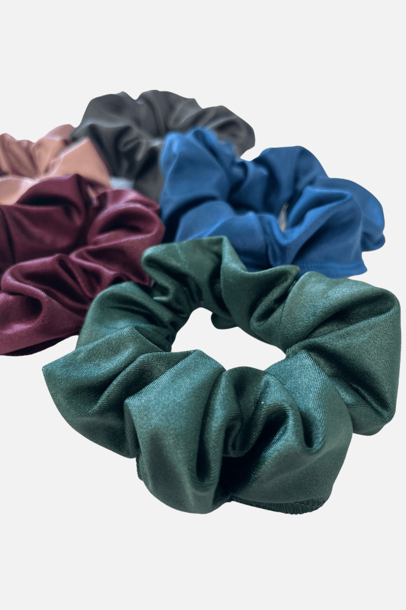 Green Wetlook Lycra Scrunchie - simple - Quatro Gymnastics UK