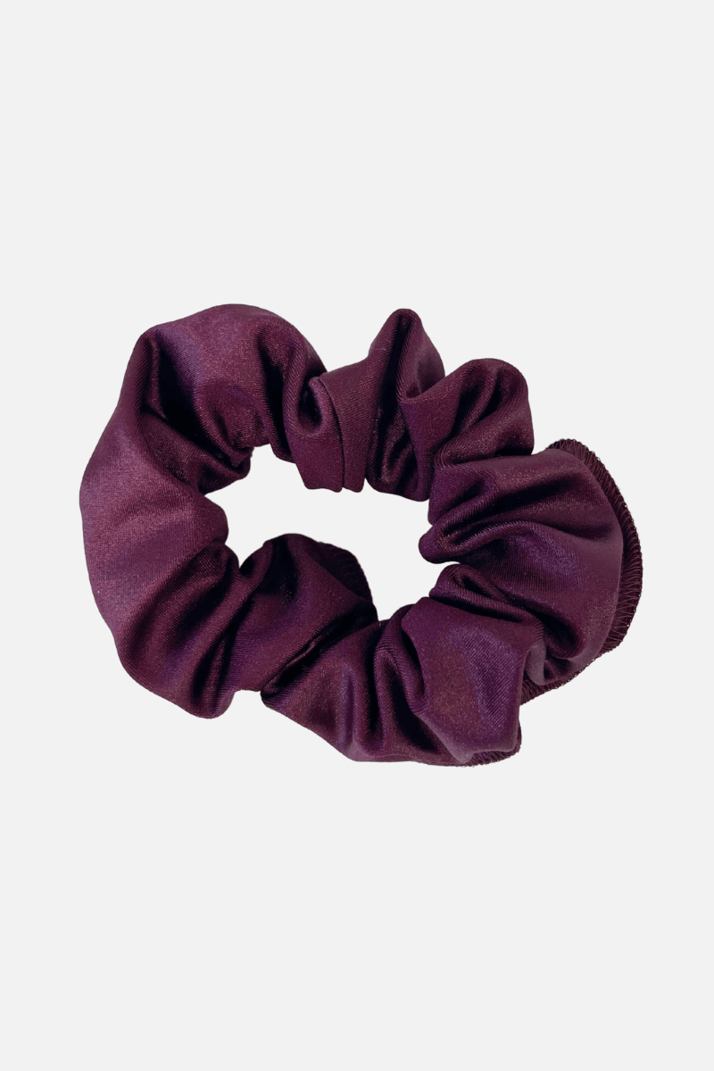 Plum Wetlook Lycra Scrunchie - simple - Quatro Gymnastics UK