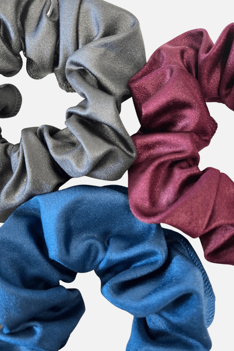 Plum Wetlook Lycra Scrunchie - simple - Quatro Gymnastics UK