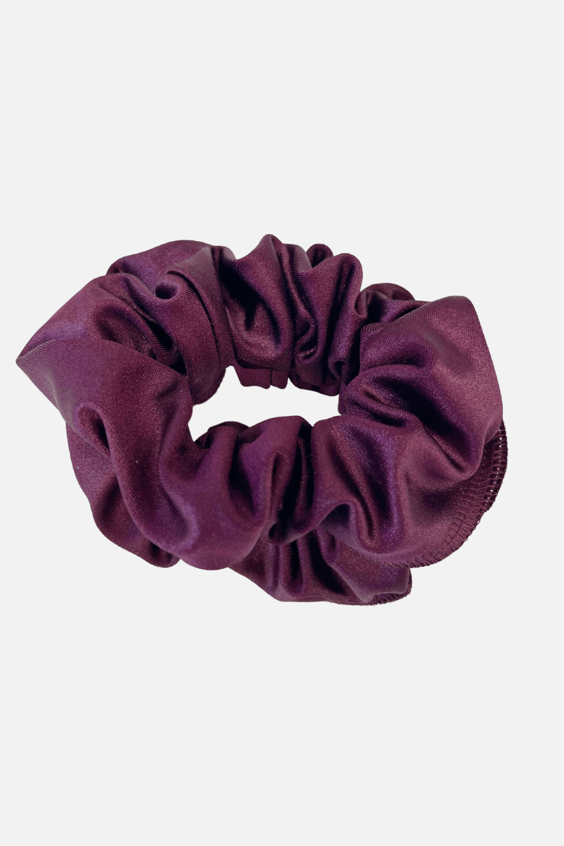 Plum Wetlook Lycra Scrunchie - simple - Quatro Gymnastics UK
