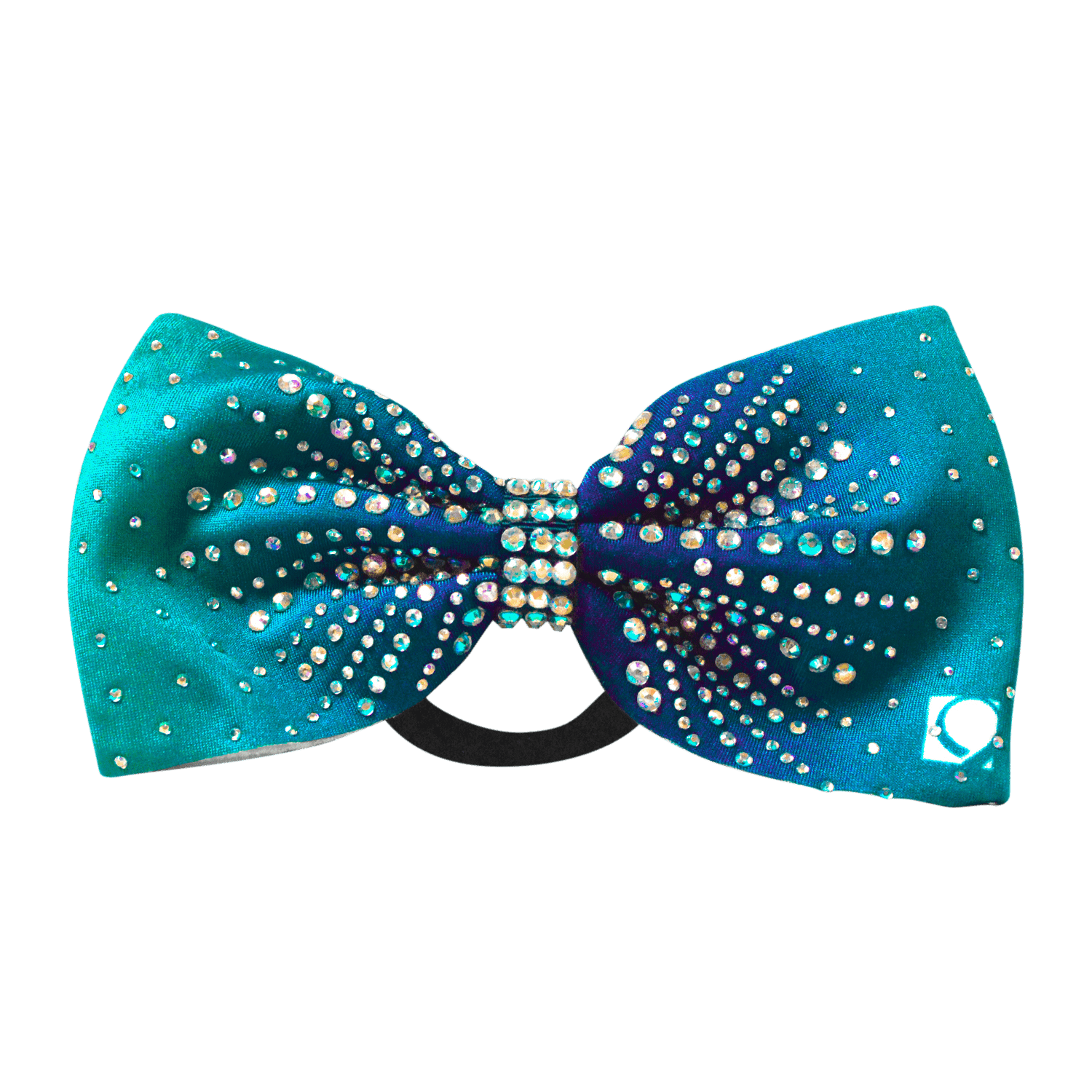 Teal to Navy Rhinestone Bow - simple - Quatro Gymnastics UK